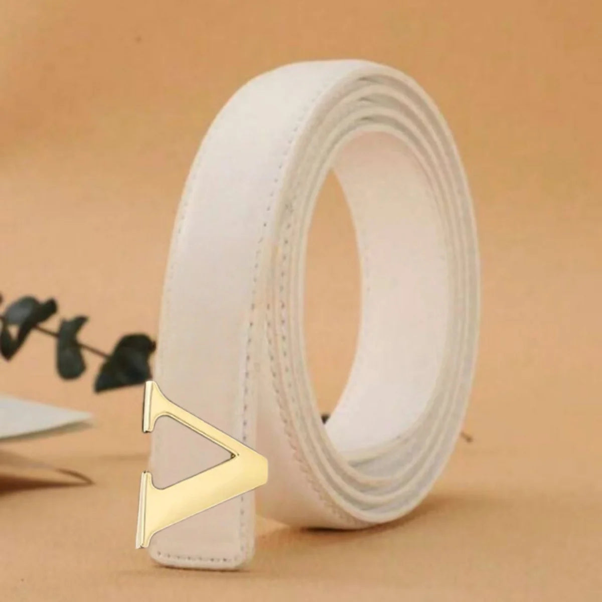 New Women V-Buckle Thin Belt Elegant Fashionable Waistband for Dress Pants Skirts Black Brown Burgundy white 4 Colors