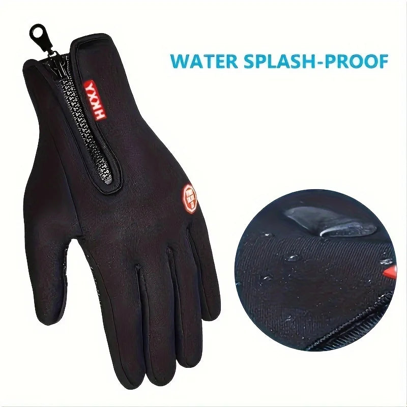 New men's cold-proof and waterproof gloves, anti-slip, warm, with velvet lining, index finger, suitable for outdoor sports, spri