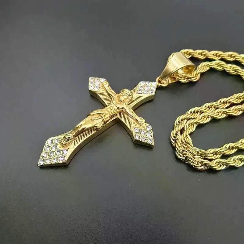Cross Necklace For Men Jewelry Vintage Hip Hop Jesus Pendant Jewelry Religion Cross Pendants Choker Jewelry Prayer Gift