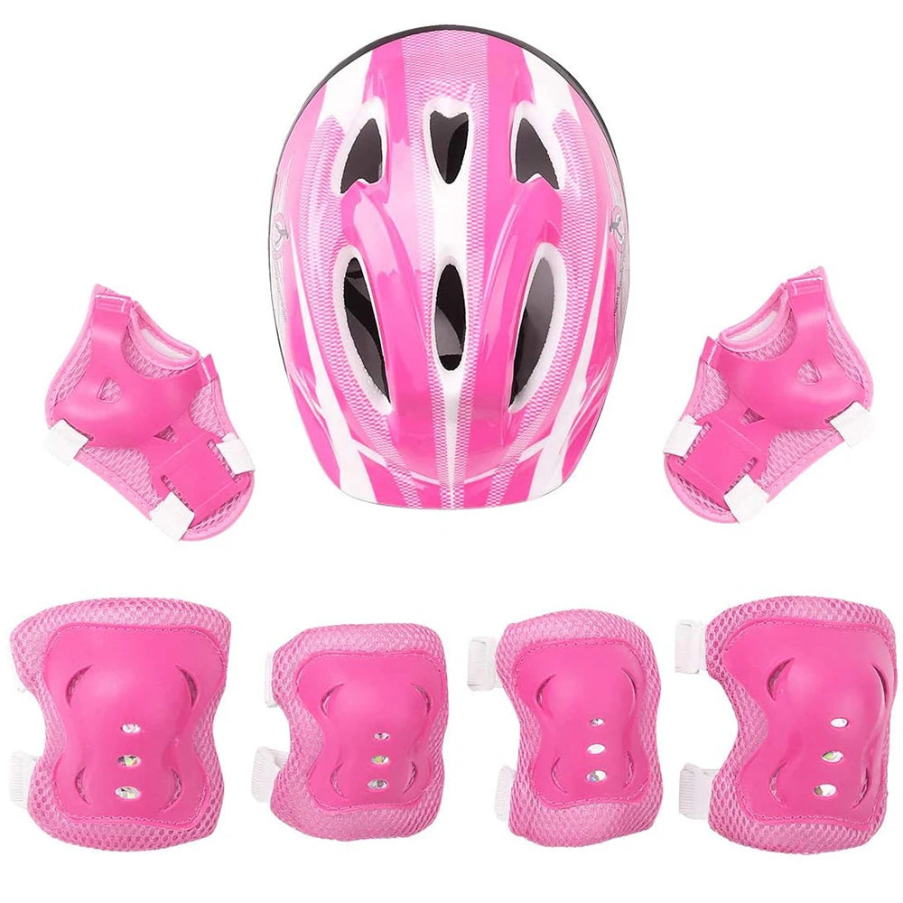 Kids Rollerblading Protective Gear Set Helmet Protector Knee Elbow Wrist Pads Boy Girl Bike Skateboard Skiing Scooter Sports