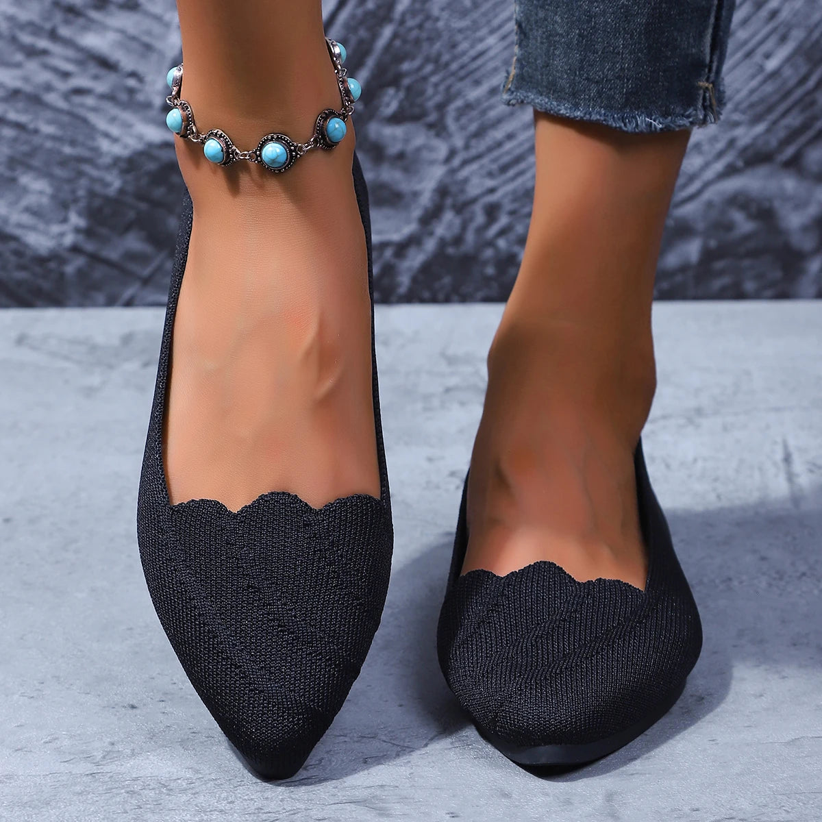 Women Flats Women Solid Slip Designer Casual Breathable Mesh Shoes Women Loafers Comfortable Shoes Pointed Toe Flat Shoes