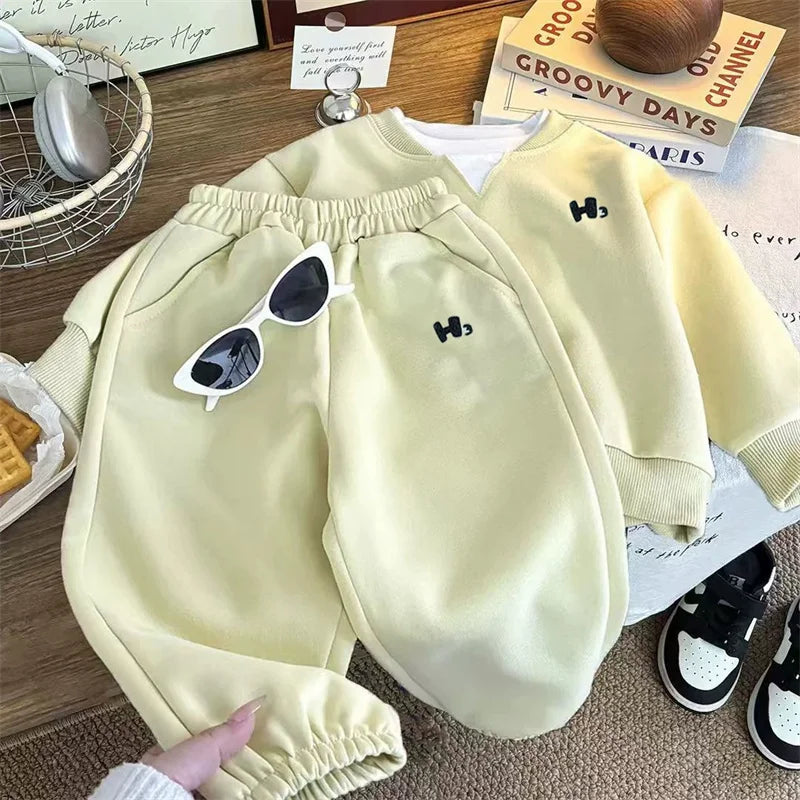 Children Hoodie Suit Boys Sports Outfit Girl Long-Sleeved Top Sweatpants 2Pcs Autumn Kids Fashion Loose Sets 2025 Casual Clothes