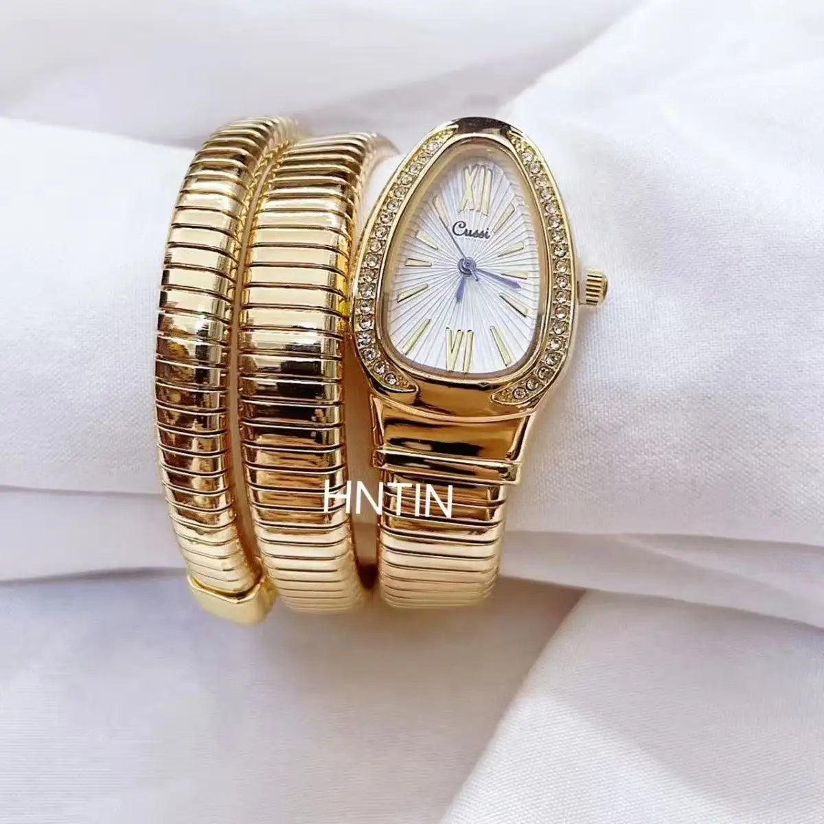 Fashionable Women's Snake-Shaped Bracelet Watch With Unique Design, Snake Coil, Elegant Bracelet, Ladies' Quartz Watch With Roma