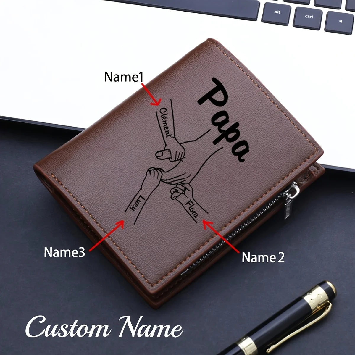 Customized Name Wallets for Men Fashion Leather Card Holder Personalized Name Purse Father's Day Gifts From Wife Daughter Son