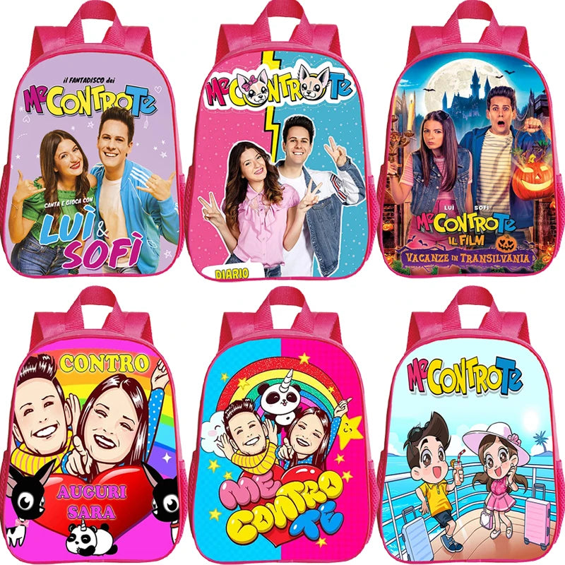 Kids Pink Backpack Me Contro Te Print Kindergarten Bag School Bags for Preschool Girls Cute Bookbag Toddler Softback Book Bags