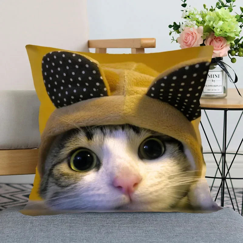 Cute Animal Bed Pillowcase for Car Sofa Home  Pet Cat Printed   Cushion Cover