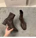 Short boots for women 2025 new spring and autumn single boots round toe raised waterproof platform bare boots for women
