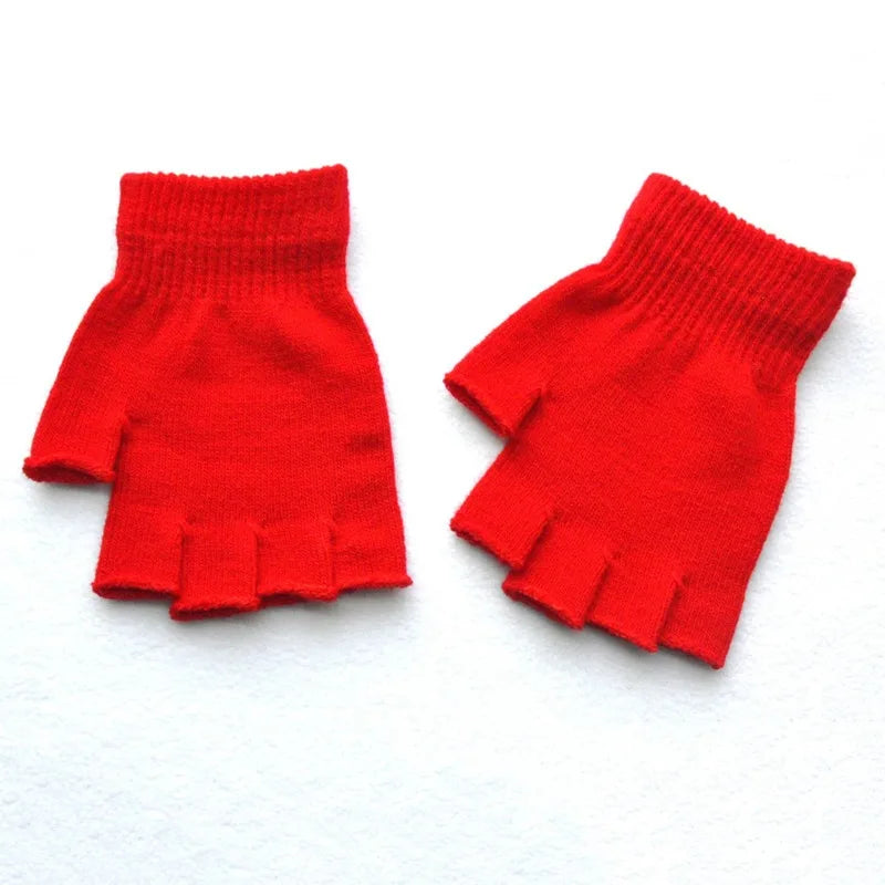 New Hot Children Magic Knitted Gloves Kids Stretch Half Finger Glove Winter Warm Mittens Solid Fingerless Girls Soft Wrist