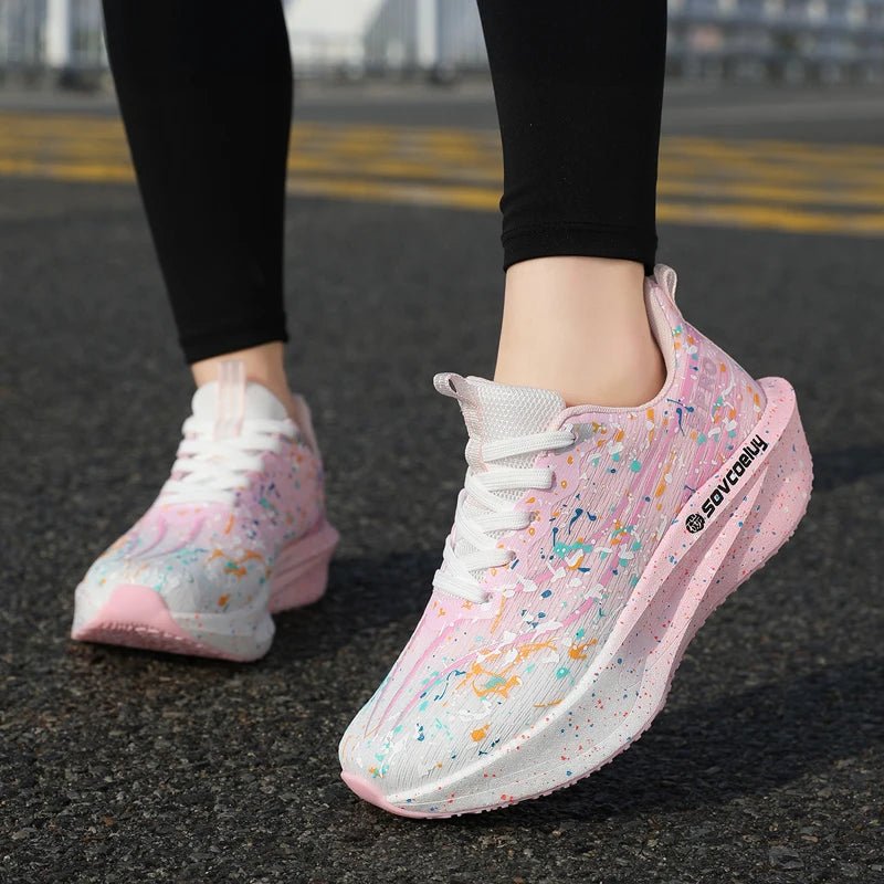 Outdoor Running Shoes Women Lightweight Anti-slip Wear-resistant Casual Shoes Women Lace-up Sports Breathable Shoes Women