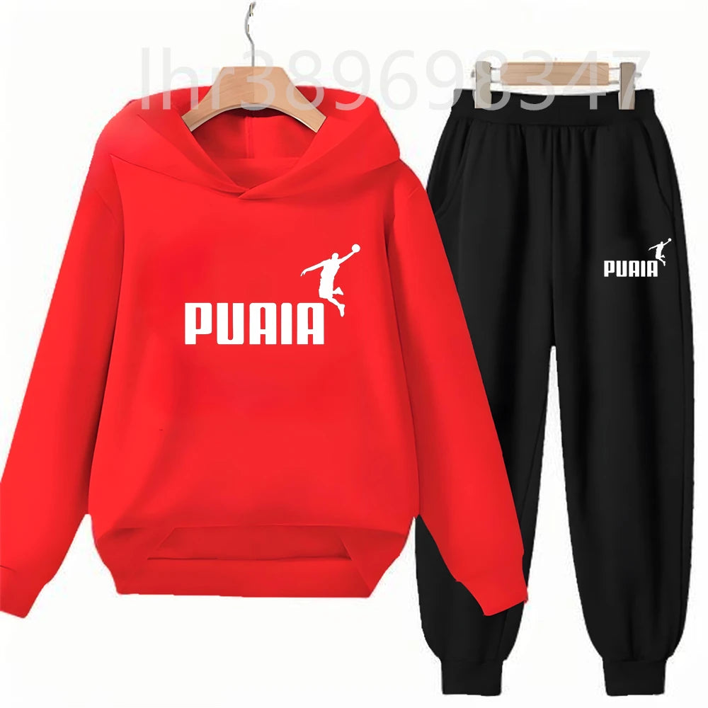 Children's Hoodies Top+Trousers Suit Girls Boy Age 3-12 Coat Casual Toddler Sweatshirt Hood Black Long Sleeves Clothing