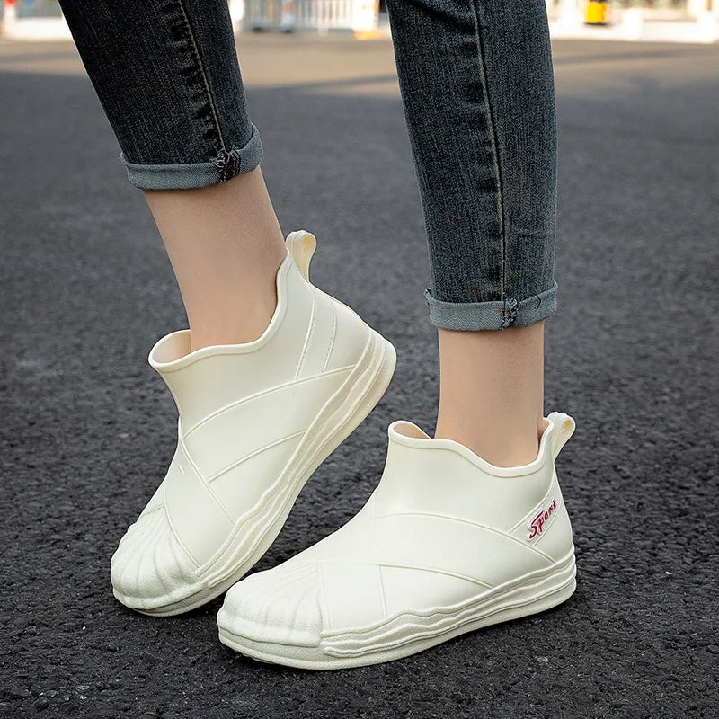 Asgard Women's Short Rain Boots Summer Anti Slip Waterproof Soft-soled Boots 2025 Fashion Ankle Rubber Boot New Lady Garden Shoe