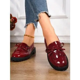 Loafers for Women Platform PU Leather Casual Shoes Woman Spring New Comfort Tassel Slip on Flats Single-shoe Plus Size 2026