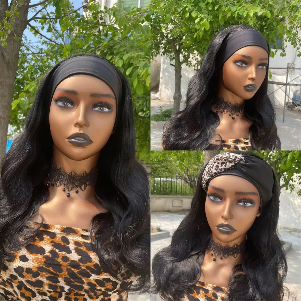 Headband Human Hair Wigs Body Wave Headband Wigs Human Hair For Black Women Glueless Half Wigs Wear and Go Machine Made