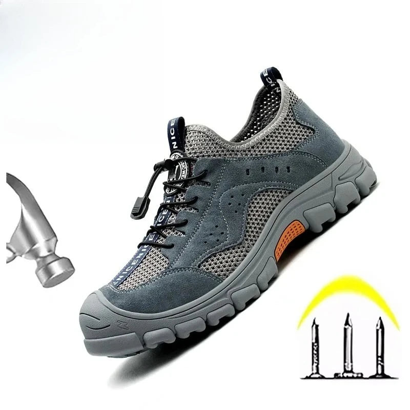 Men's Safety Shoes Summer Anti Smashing Anti Puncture Work Boots Wear Resistant Indestructible Non Slip Steel Toe Shoes for Men
