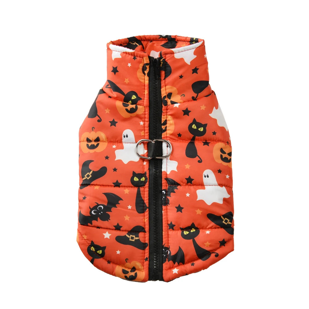Pet Dog Clothes Autumn Winter Cozy Warm Coat for Small Medium Dogs Halloween Pumpkin Print Clothing Bulldog French Pug Jacket