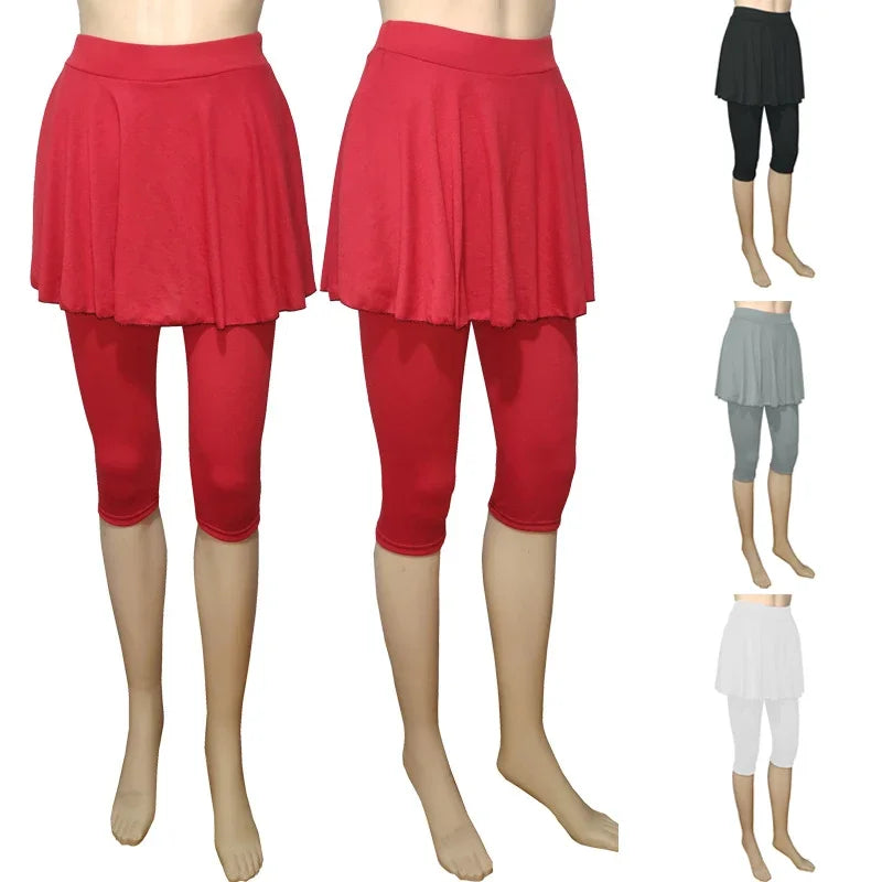 Women Leggings Skirt Tennis Pants Spandex Sports Elastic Cropped Culottes Legins Yoga Pants Women's Sports Fitness Leggings
