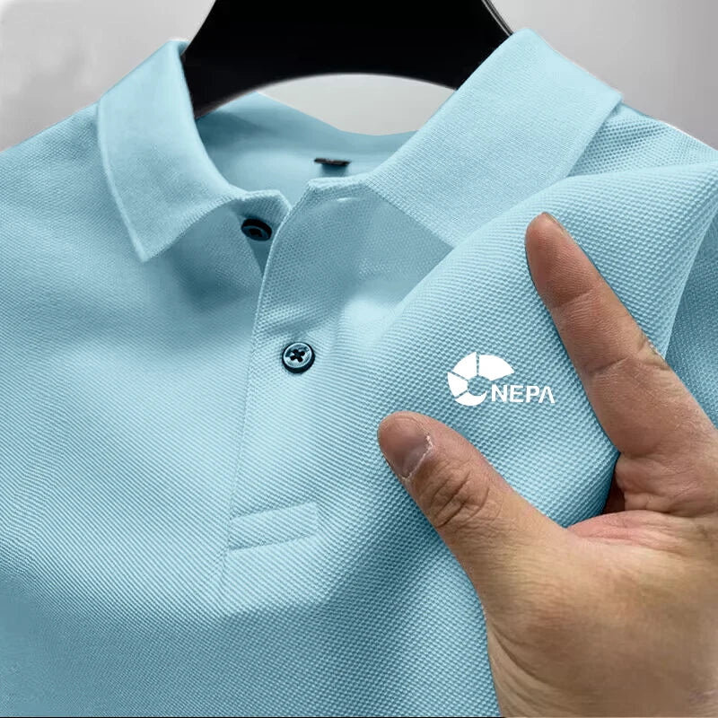2026 Men's Reflective Polo Shirt, Color Button, Breathable, Casual, Fashionable, Business, Comfort, Summer, Shoes