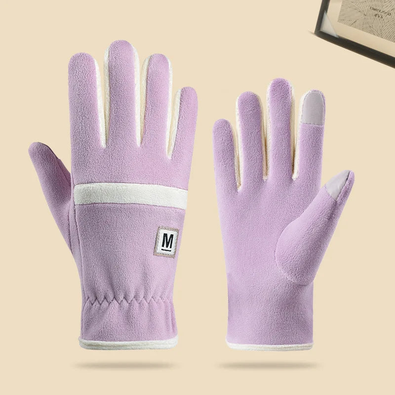 Winter Cycling Gloves for Women, Windproof Gloves for Sports and Running, Fleece-Lined and Thickened Thermal Gloves, Touchscreen Gloves