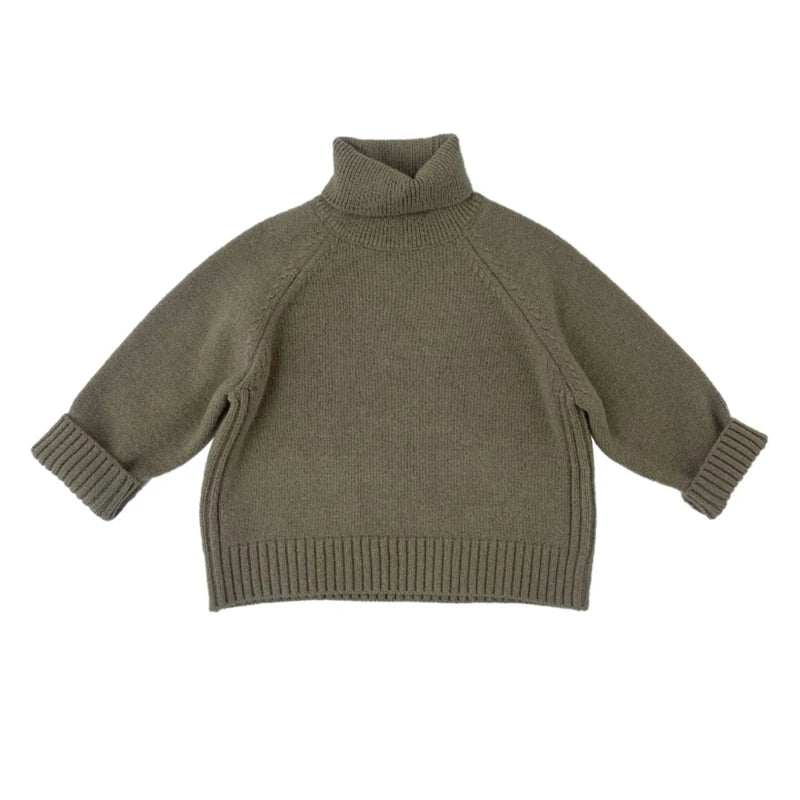 Children Turtleneck Sweater Knitted Pullover Sweater Winter Warm Slip Over Outfit Long Sleeves Hoodies for Kids Age 1-6T