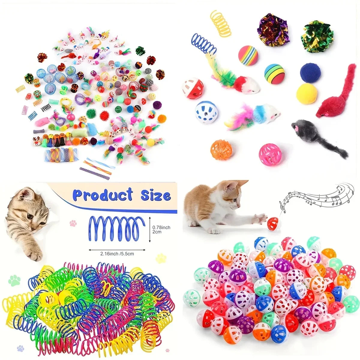 100 Styles Mixed Pet Toy Set, Random Assorted Interactive Cat & Dog Toys, Variety Chew Squeaky Play Toys for Small Pets