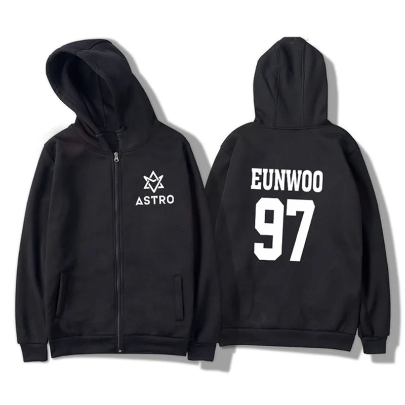Kpop ASTRO STAR Group Printed Hoodies Moletom Harajuku Sweatshirt Casual Zipper Hoodie Streetwear Jacket Men/Women Clothing