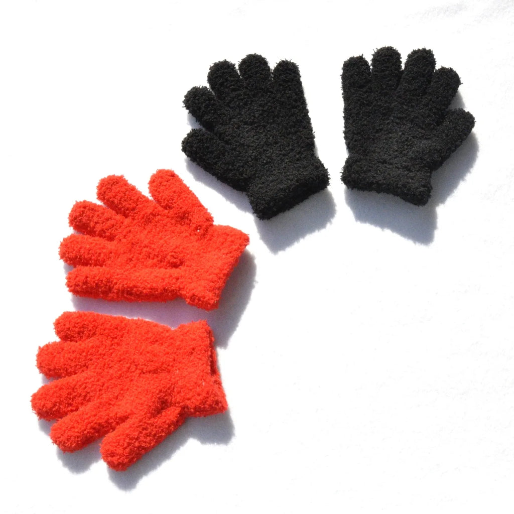 Children Gloves For 3-6 Years Old Winter Kids Coral Fleece Thicken Baby Plush Furry Full Finger Mittens Soft Gloves Keep Warm