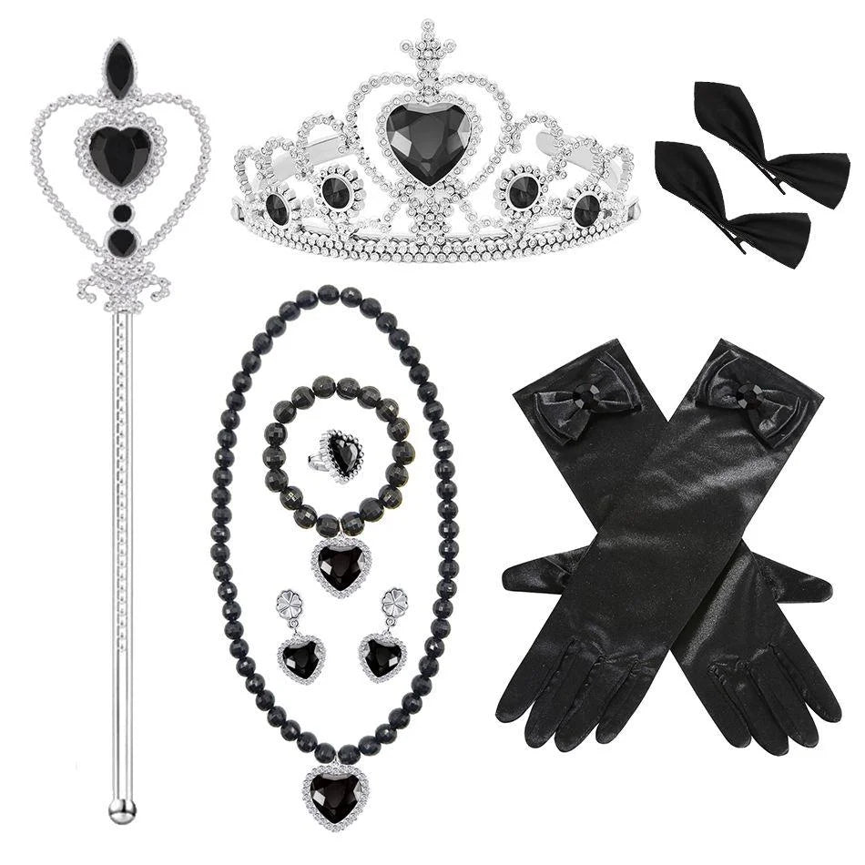 Kids Halloween Costumes Witch Dress Dark Theme Girls Party Dresses Children Lace Sleeves Evil Queen Luxury Carnival Gown