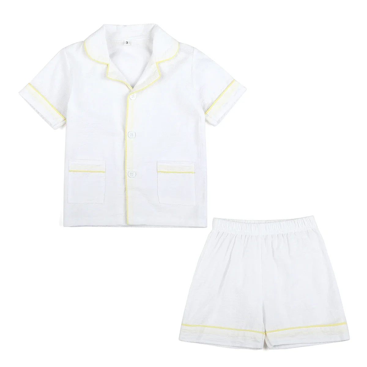 Ruffkids 100% Cotton Summer Kids Pajamas Sleepwear Seersucker Striped Matching Pjs Boys Clothes Loungewear Girls Pyjamas Set