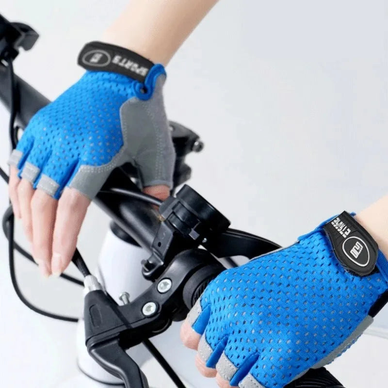 Kids Cycling Skateboard Gloves Anti-Slip Summer Spring Sports Breathable Half-Finger Gloves Shock-Absorbing Children Aged