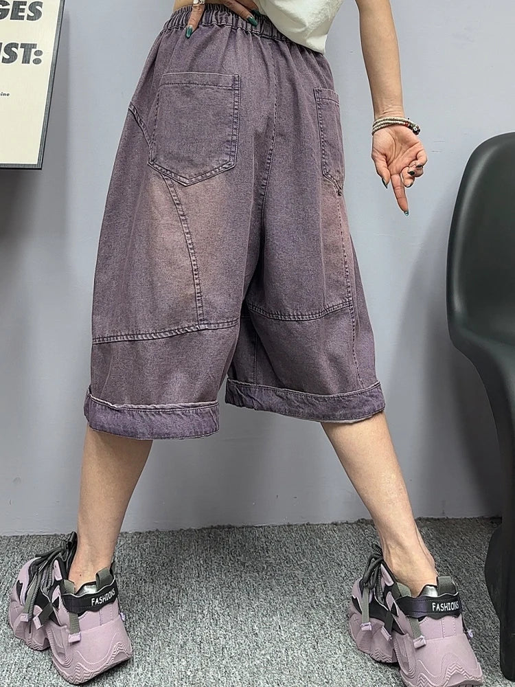 Amax LuluE 2026 Casual Womens Summer Fashion Jeans Loose Vintage Denim Pants Females Luxury Classic Elastic Waist Solid Trousers