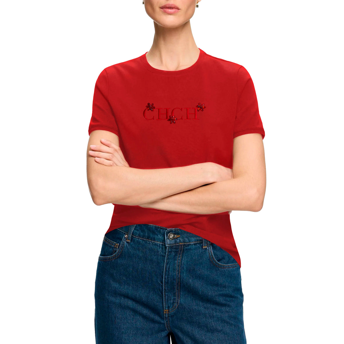 Women's T Shirts O Neck Short Sleeve Casual Temperament Sequin Embroidery Cotton Female Tops Summer Women Tee Shirts
