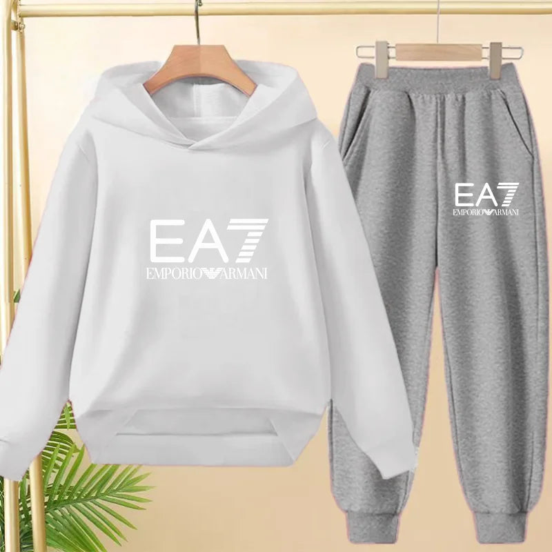 Kids Autumn Winter Hoodie  Letter Print Clothing Casual Top+Trousers 2PBoy Girl 3-12Yrs Child Gift Brand Sports Coat Jogging Set