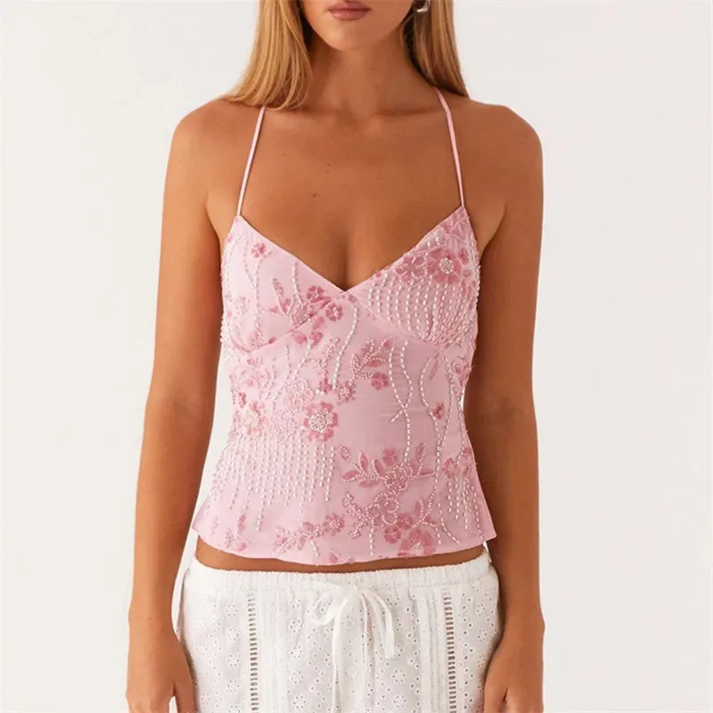 2025 Sequin Beaded Cami Mini Dress Sexy Front V Neckline Sleeveless Short Dresses for Women Backless Criss Cross Straps Dress