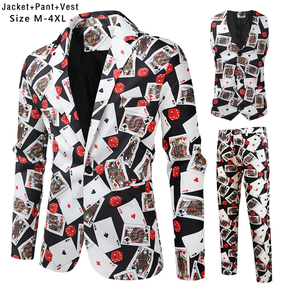 Men's Luxury Suit 3 Piece Fashion Business Party Mens Paisley Formal Suits Sets Jacket Vest Pants Slim Fit Dress Men Clothing