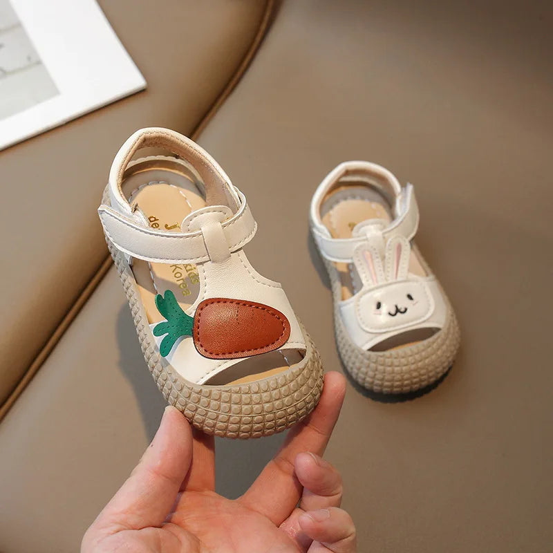 Cute Kid Sandals 2025Summer New Rabbit Girl Shoe Cartoon Girl Sandals Fashion Princess Shoes Soft Sole Boy Sandals Kids Shoes