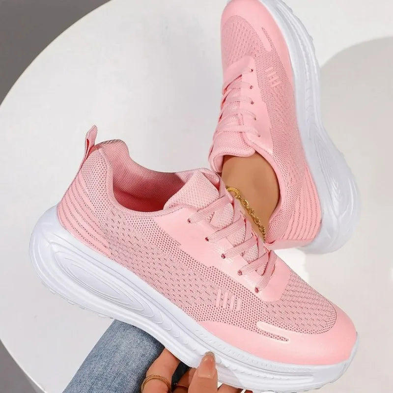 Women's Comfortable Casual Lace Up Sports Shoes Breathable Lightweight Daily Walking Sneakers for Outdoor Travel