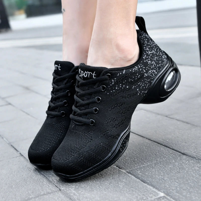 Dancing Shoes For Women Sports Feature Modern Dance Jazz Shoes Soft Outsole Breath Dance Shoes Women Waltz Sneakers Hip Hop Shoe
