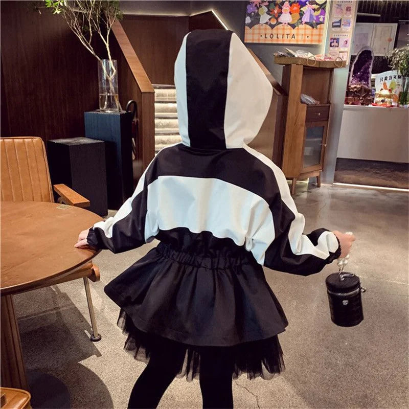 Girls New Jackets Children's Spring Autumn Coats Kids Hooded Mesh Outerwear Teenager Casual Top Big Kids Windbreaker Clothing
