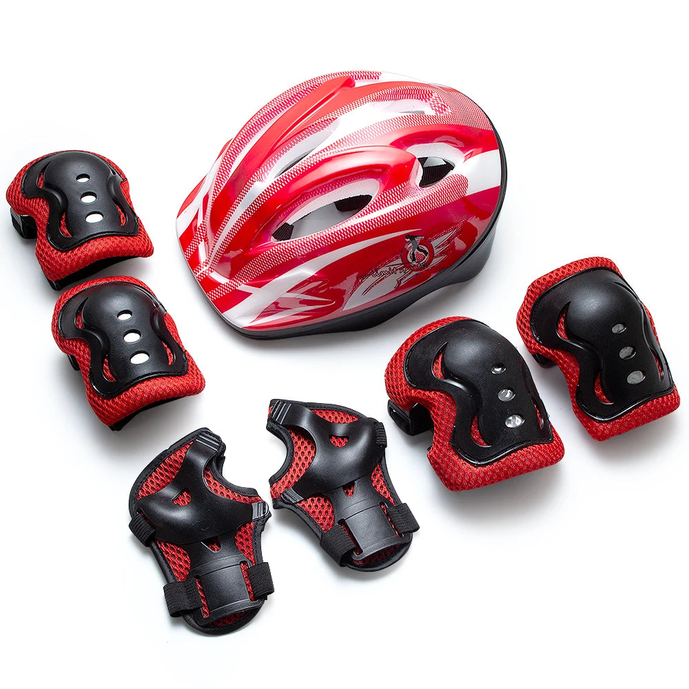 7PCS Kids Protective Set Including Helmet & Protective Pads, Knee Elbow Wrist Guards for Roller Skates, Skateboard, Scooter