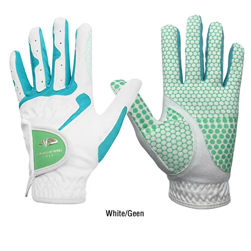 Golf gloves women's 1 pair of 3 colors optional super fiber soft breathable non-slip silicone wear-resistant gloves