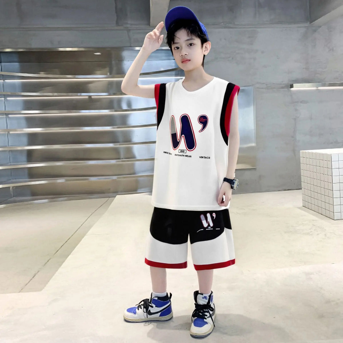New Casual Breathable Children's Clothing Medium Large Kid Boy Girl Vest Shorts Set Kids Vest Basketball Jersey Quick-Dry Set