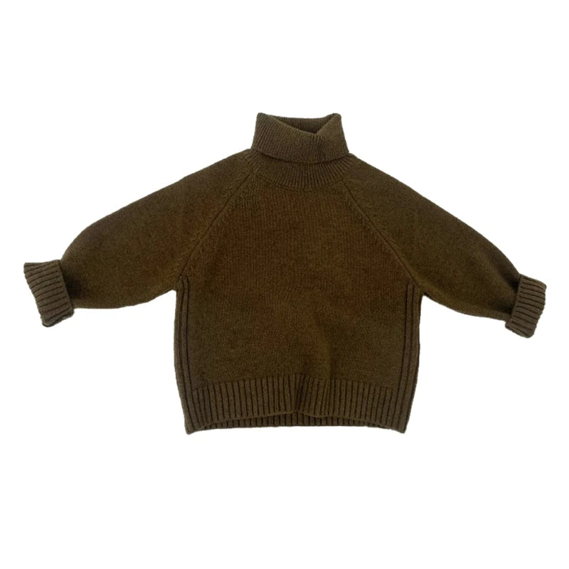 Children Turtleneck Sweater Knitted Pullover Sweater Winter Warm Slip Over Outfit Long Sleeves Hoodies for Kids Age 1-6T