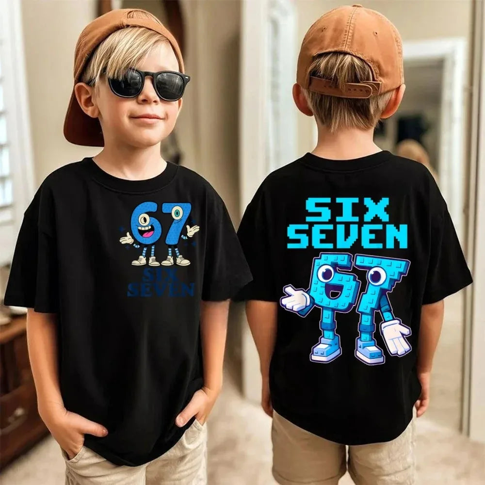 Summer Children's T-shirt Cotton Casual Fashion Kids Clothing 67 Six Seven Cute Print Trendy Boys Girls Short Sleeve Tees Tops