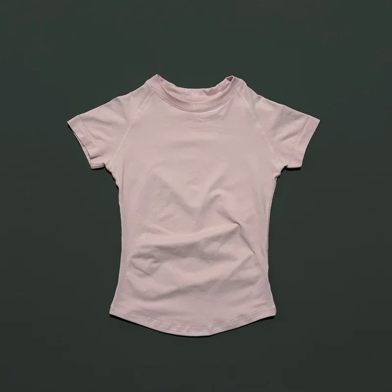 Women Sports T-Shirt Round Neck Short Sleeve Breathable Stretchy Tops Gym Fitness Yoga Running Workout Casual Athletic Shirts