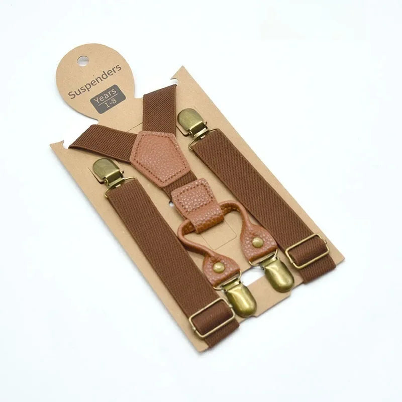 Kids Adjustable Elastic Suspenders Braces for Boys Girls Children Wedding Party Fashion Accessories Black