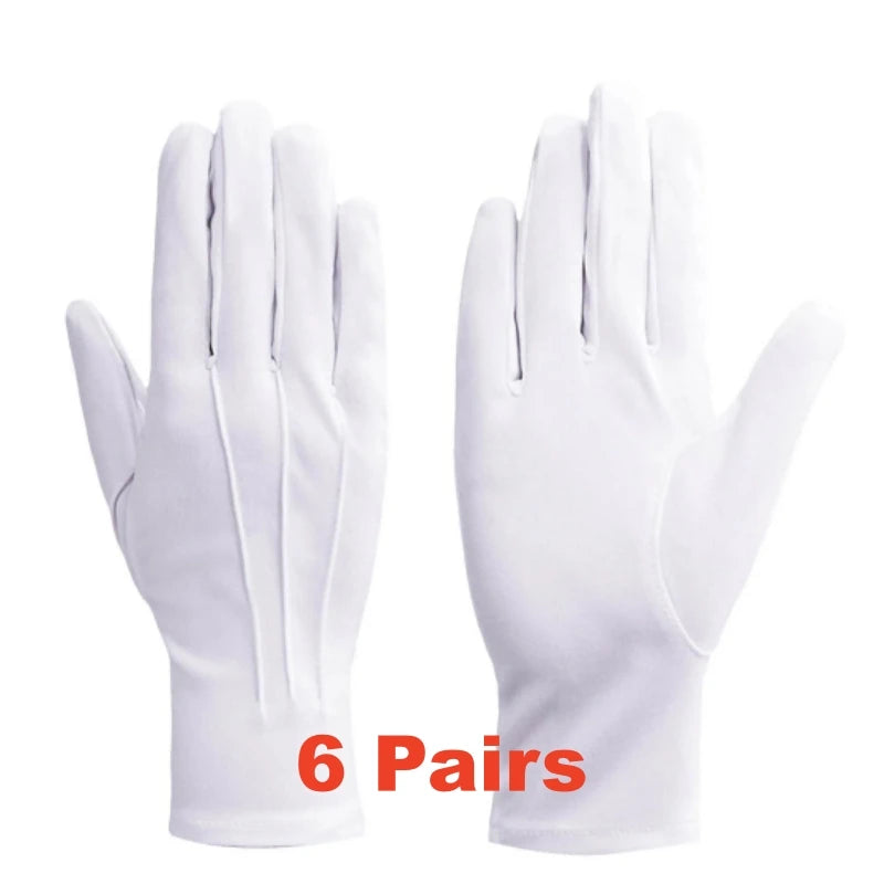 White Cotton Gloves for Men Formal Tuxedo Uniform Gloves Honor Guard Parade Ceremony Costume Cosplay Coin Jewelry Butler Glove