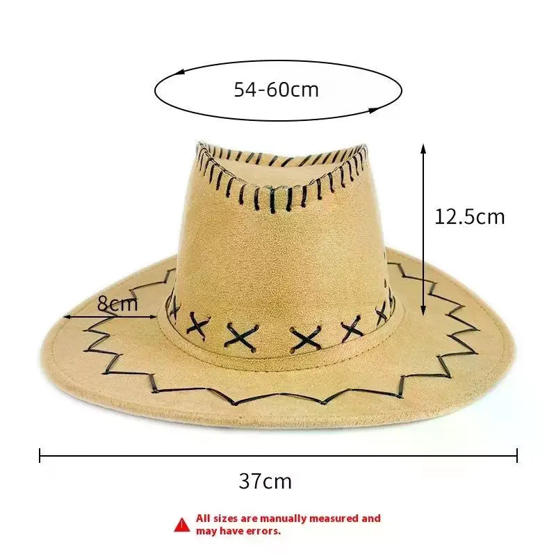 Women Men Cowboy Hat Western Suede Cowgirl Hats Fashion West Fancy Dress Party Headwear Unisex Cap Accessories