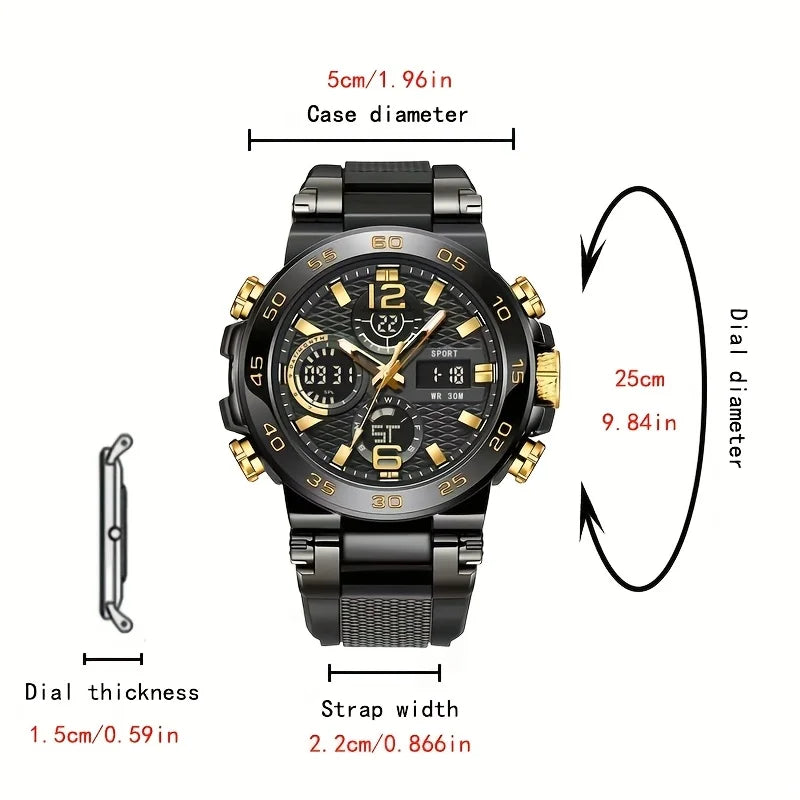Men's Leisure Sports Watch Multifunctional Dual Display Electronic Watch for Teenagers and Students