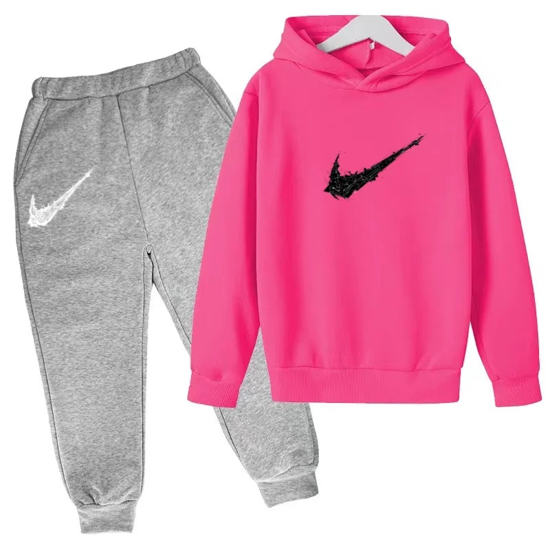 Kids Autumn Winter Hoodie Boy Girl 3-13Yrs Letter Print Clothing Casual Top+Trousers 2P Child Gift Brand Sports Coat Jogging Set