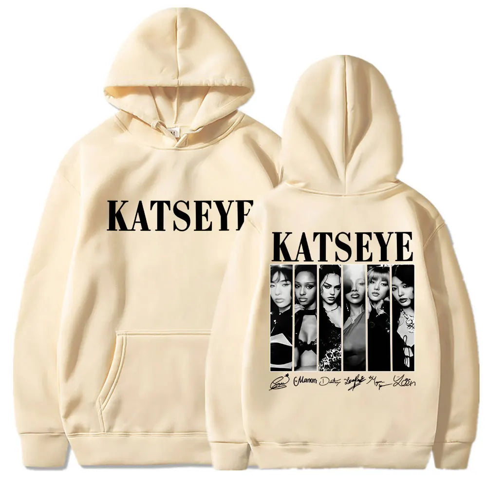 Limted Kpop Katseye Print Hoodies Vintage Trendy Men Women Y2k Hoody Sweatshirt Fleece Oversized Tracksuit Streetwear Fans Gifts
